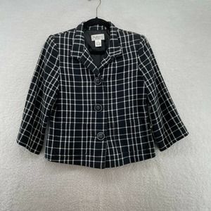 Katherine womens Blazer size small plaid button front career plaid black office